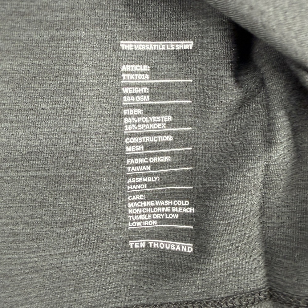 Ten Thousand Versatile LS Shirt Mens Medium Black Long Sleeve Athletic New - Picture 4 of 9